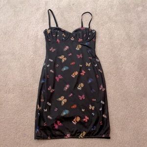 Black butterfly mini dress
